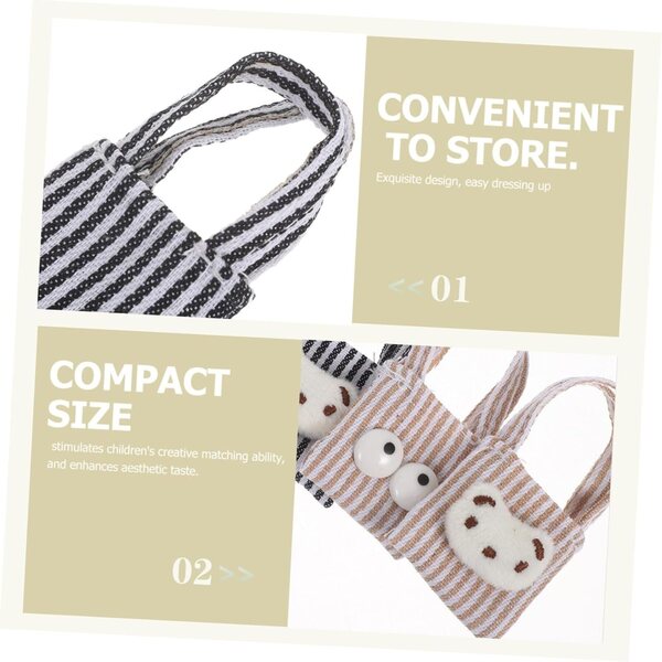 4 Mini-Leinentaschen für Puppen – dekorative Accessoires für Puppenhäuser