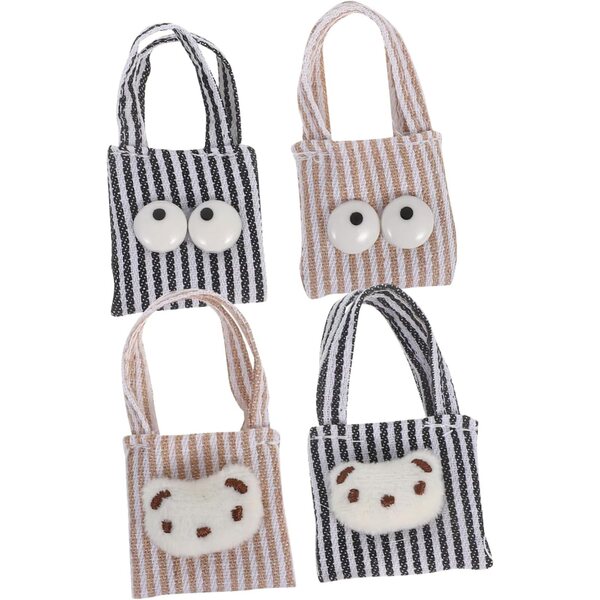 4 Mini Borse in Tela per Bambole Multicolore, Accessori Creativi per Gioco di Ruolo