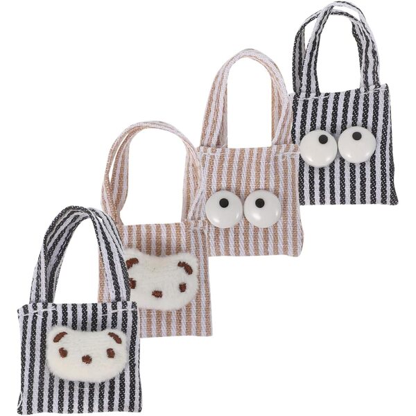 4 Mini Borse a Tracolla in Tela Multicolore per Bambole - Accessori Kawaii e Gioco di Ruolo