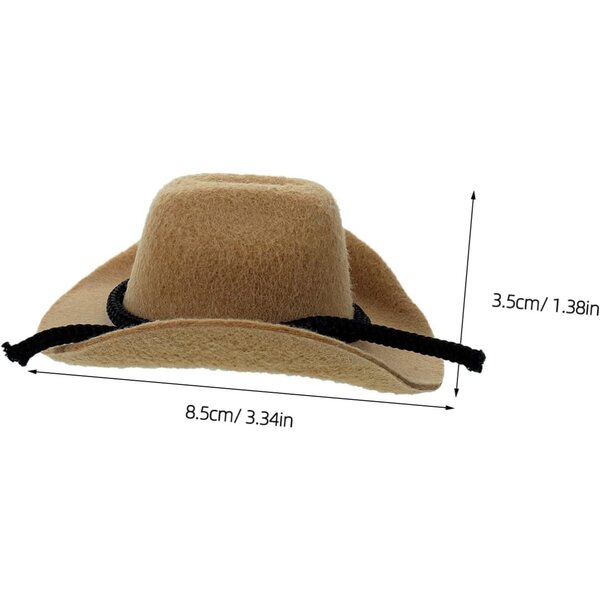 4 Mini Cappelli Cowboy Beige per Bambole - Decorazioni Western Perfette 8 cm