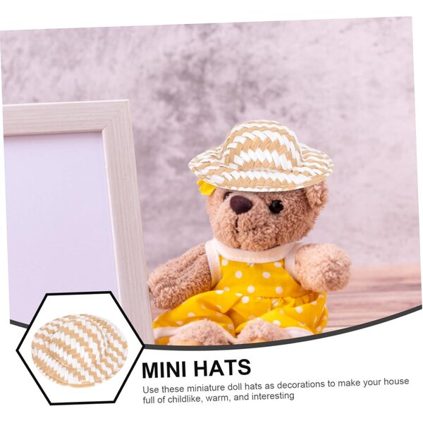ORFOFE 20 Mini Cappelli Intrecciati in Paglia per Bambole e Progetti Fai da Te