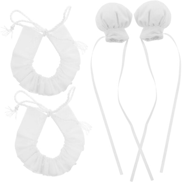 Set 2 Cappelli Da Cuoco e Fazzoletti per Bambole - Mini Cappelli Decorativi Bianchi