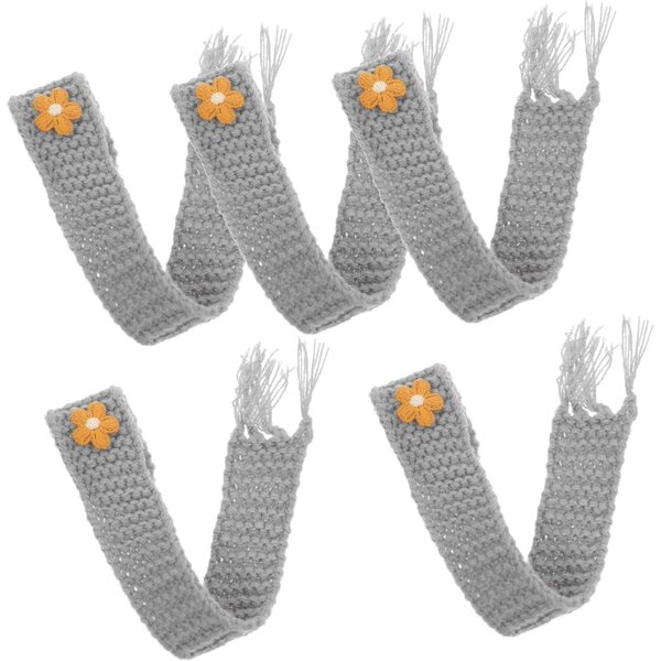 Set 5 Mini Sciarpe Regolabili Grigie in Filato per Bambole e Fai Da Te