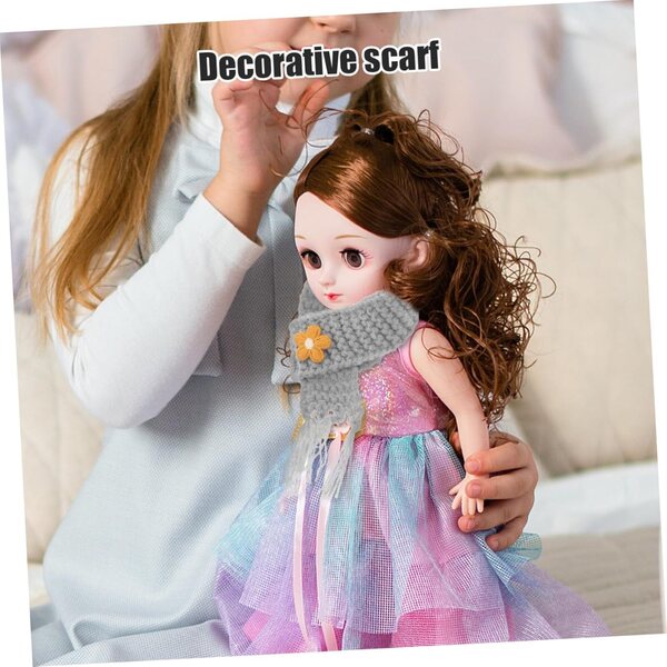Set 5 Mini Sciarpe Regolabili Grigie in Filato per Bambole e Fai Da Te