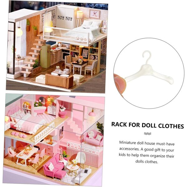 50 Mini-Kleiderbügel aus widerstandsfähigem Kunststoff für Kleidung und Puppen – Organisationszubehör
