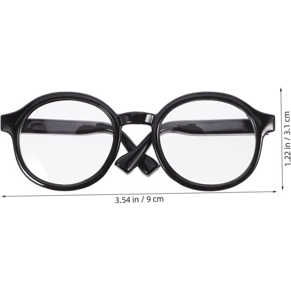 VICASKY Runde schwarze Kunststoffbrille 19 cm für Minipuppen 15–20 cm