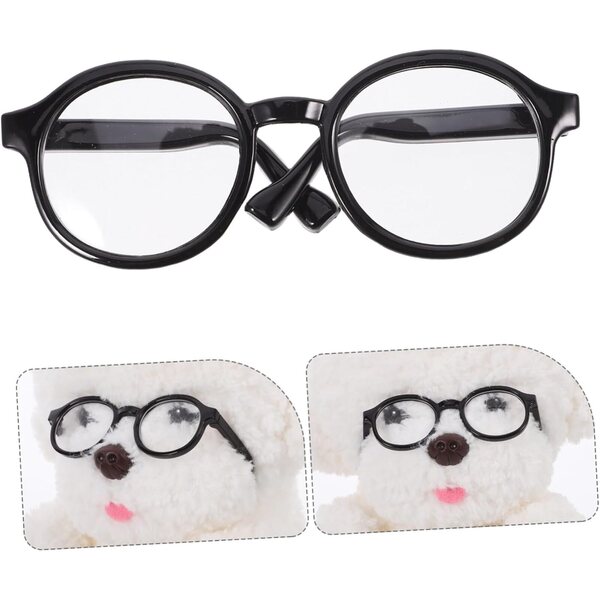 VICASKY Runde schwarze Kunststoffbrille 19 cm für Minipuppen 15–20 cm