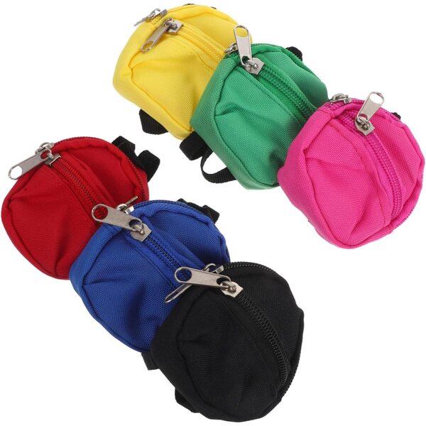 BESTonZON 6 mini zaini in nylon per bambole con cerniera, accessorio scenico per casa delle bambole