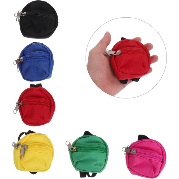 BESTonZON 6 mini zaini in nylon per bambole con cerniera, accessorio scenico per casa delle bambole
