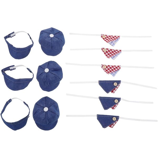 Set 12 Pezzi Mini Berretti e Sciarpe Triangolari per Bambole - Accessori Moda Colorati