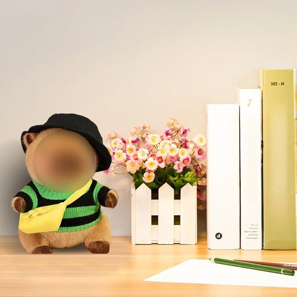 Bekleidungsset für 10-Zoll-Capybara-Plüschtier mit 4 Pullovern, 2 Hüten und 3 Taschen