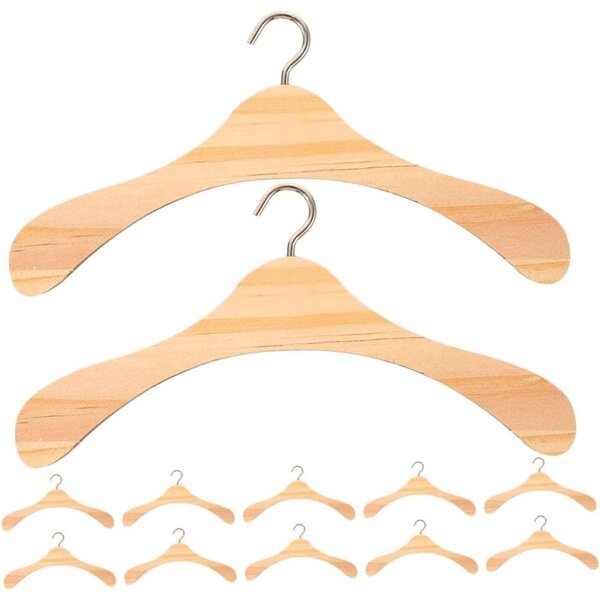 12 Grucce in Legno per Bambole Miniature per Vestiti e Armadio Organizzato