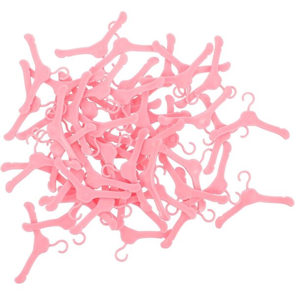 50 Mini Appendiabiti in Plastica per Bambole - Grucce Resistenti e Sicure per Organizzazione Giochi