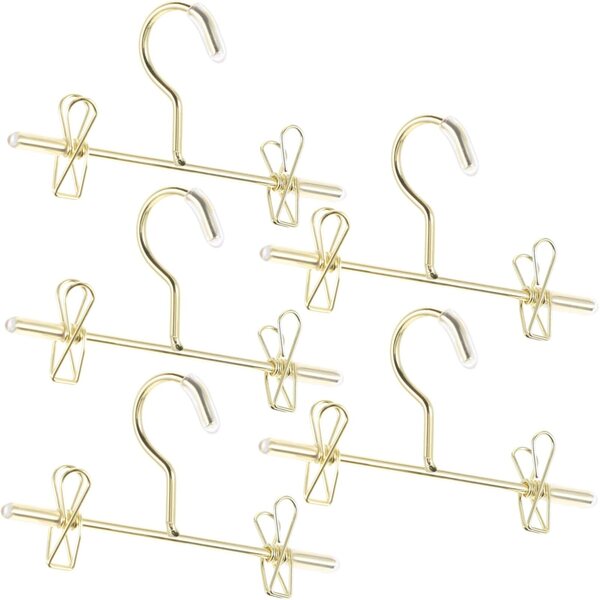 ORFOFE 5 Mini-Kleiderbügel aus goldenem Metall für Puppen – widerstandsfähig und kompakt