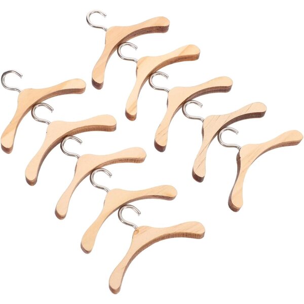 Vaguelly 10 Holzbügel für BJD-Puppen, 4,5 cm, zum Organisieren von Kleidung und Accessoires