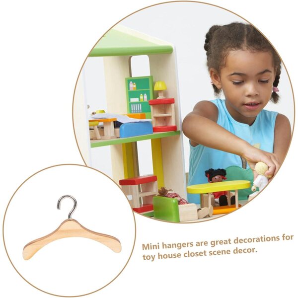 Vaguelly 10 Holzbügel für BJD-Puppen, 4,5 cm, zum Organisieren von Kleidung und Accessoires