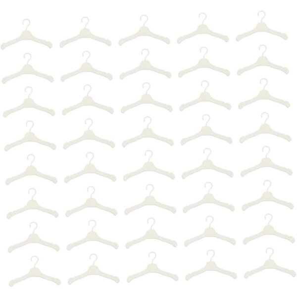 BESPORTBLE 100 Mini Appendiabiti per Bambole in Plastica Bianca, 5,5x3 cm