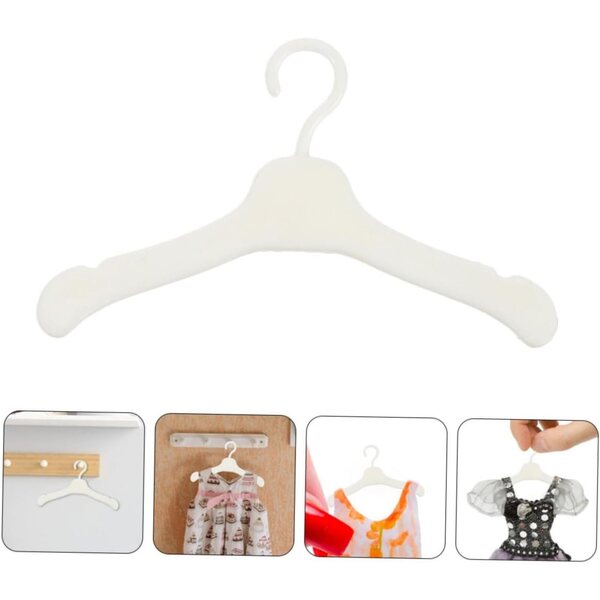 BESPORTBLE 100 Mini Appendiabiti per Bambole in Plastica Bianca, 5,5x3 cm