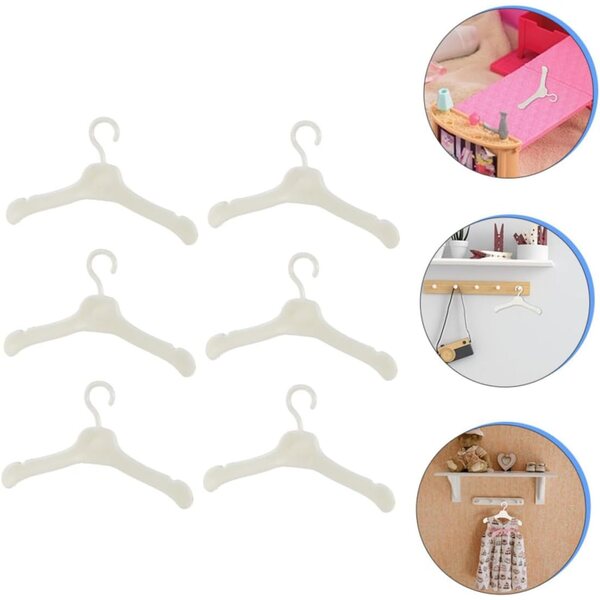 60 Mini-Kunststoff-Kleiderbügel für Puppen, Organizer, Kleidung, Zuhause, Kleiderschrank, Zubehör