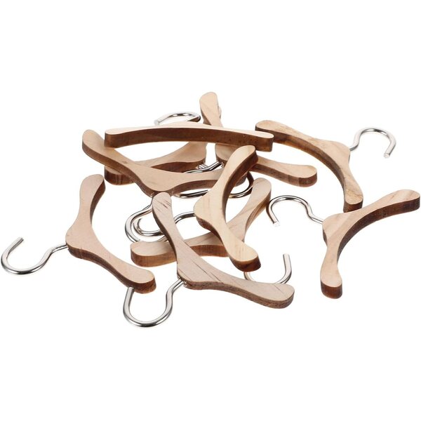 Set mit 10 Mini-Kleiderbügeln aus Holz (6 cm) für BJD-Puppen – Puppenhaus-Zubehör