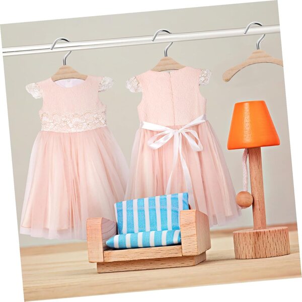Set mit 10 Mini-Kleiderbügeln aus Holz (6 cm) für BJD-Puppen – Puppenhaus-Zubehör