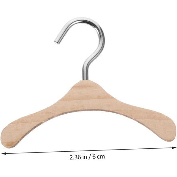 Set mit 10 Mini-Kleiderbügeln aus Holz (6 cm) für BJD-Puppen – Puppenhaus-Zubehör