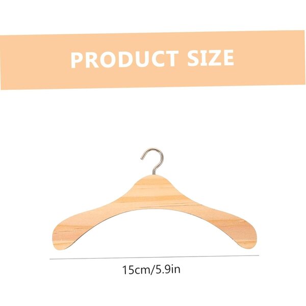 VICASKY 10 Stück Holzbügel für BJD-Puppen 15 cm, Mini-Puppenhaus-Kleiderbügel