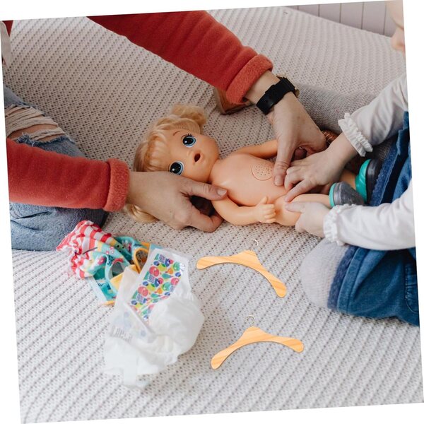 VICASKY 10 Stück Holzbügel für BJD-Puppen 15 cm, Mini-Puppenhaus-Kleiderbügel