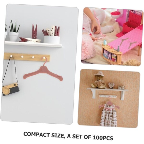BESPORTBLE 100 Grucce Miniatura in Plastica per Bambole, Organizza Armadi e Accessori