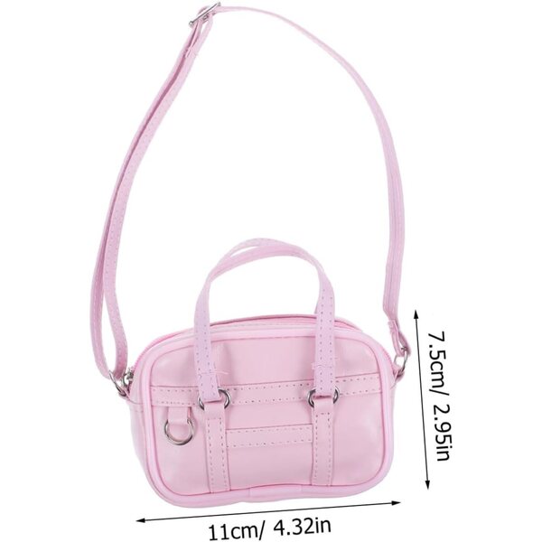 Gatuida Miniatur-Tasche für Puppen, 18 cm, rosa, dekoratives Accessoire für das Puppenhaus