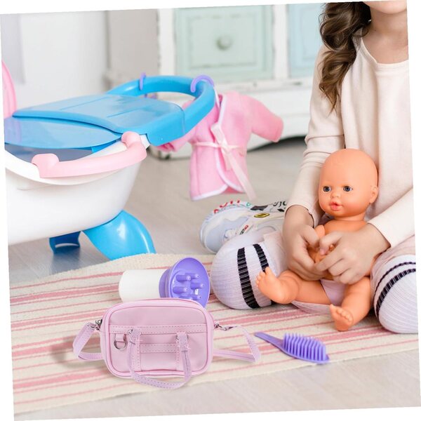 Gatuida Miniatur-Tasche für Puppen, 18 cm, rosa, dekoratives Accessoire für das Puppenhaus