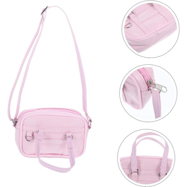 Gatuida Miniatur-Tasche für Puppen, 18 cm, rosa, dekoratives Accessoire für das Puppenhaus