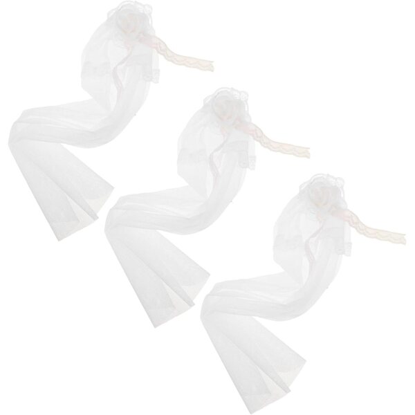 VICASKY Set mit 3 Gaze-Hochzeitsschleier für Miniaturpuppen mit Spitze