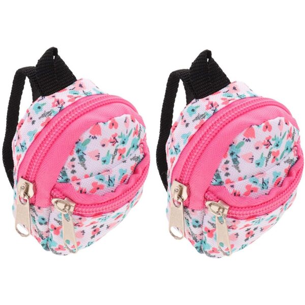 2-teiliger Puppenrucksack aus Polyester mit Reißverschluss, tragbare Mini-Tasche für Spiele und Reisen