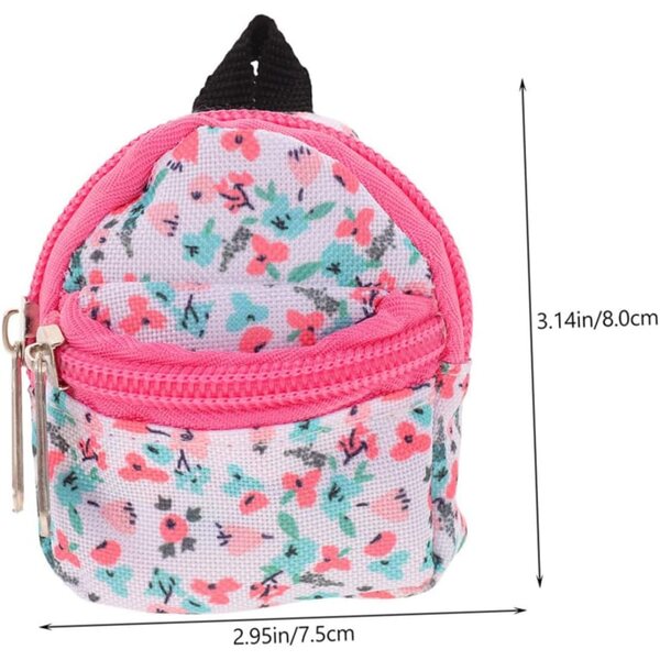 2-teiliger Puppenrucksack aus Polyester mit Reißverschluss, tragbare Mini-Tasche für Spiele und Reisen