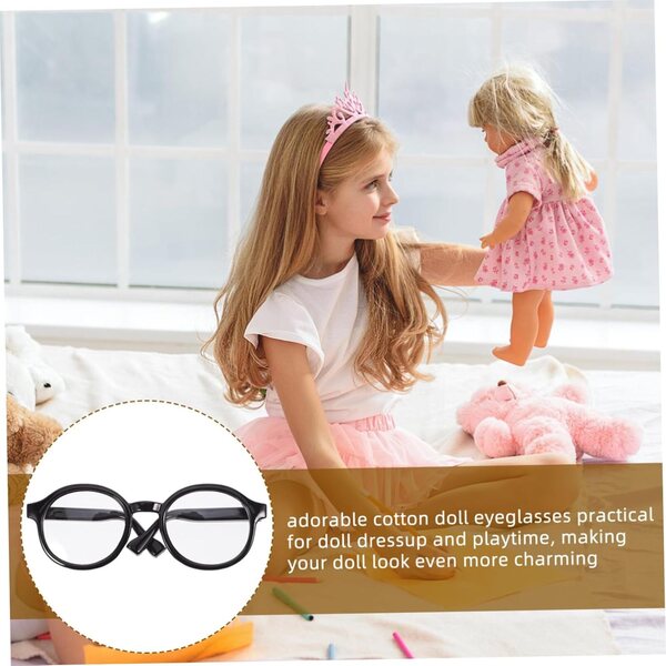 Occhiali in plastica nera per bambole da 20 cm, accessori mini da collezione FUNNETOYU