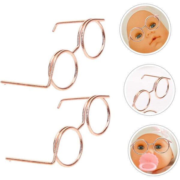 Mikinona 15 Mini Occhiali Metallo Rosa Oro per Bambole, Accessori DIY Cosplay