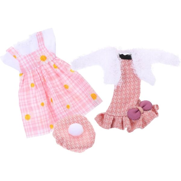 Vestiti per Bambole Rosa Resistenti con Gonna e Giacca Peluche + Cappello