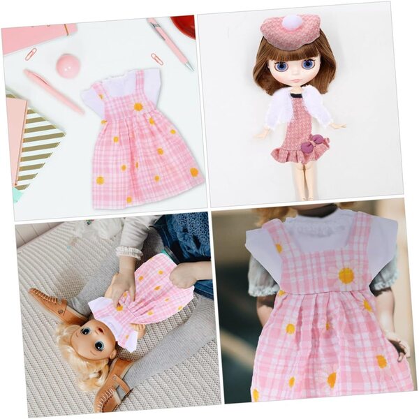 Vestiti per Bambole Rosa Resistenti con Gonna e Giacca Peluche + Cappello