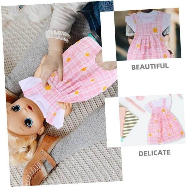Vestiti per Bambole Rosa Resistenti con Gonna e Giacca Peluche + Cappello