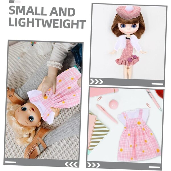 Vestiti per Bambole Rosa Resistenti con Gonna e Giacca Peluche + Cappello