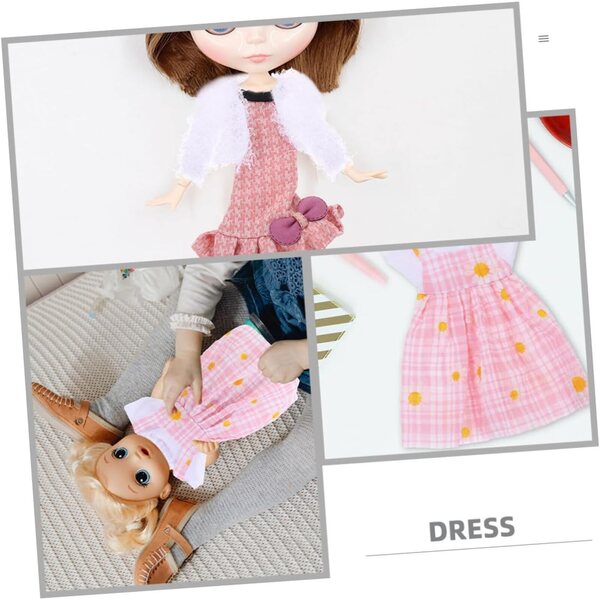 Vestiti per Bambole Rosa Resistenti con Gonna e Giacca Peluche + Cappello
