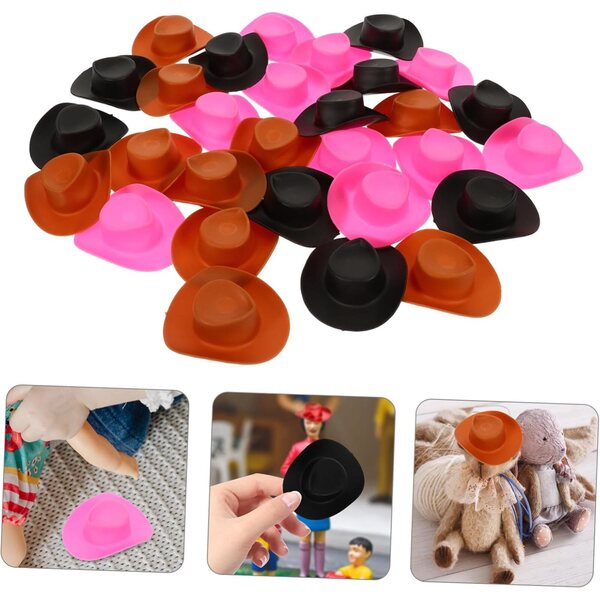 Beaupretty 30 Mini Cappelli da Cowboy Colorati per Bambole e Decorazioni Artigianali