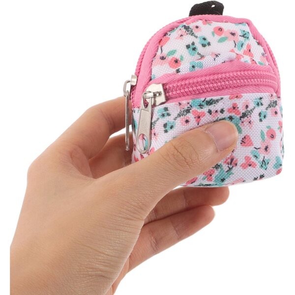 Vaguelly 6 Mini-Schulrucksäcke für Puppen aus Stoff mit Reißverschluss, bunt und realistisch