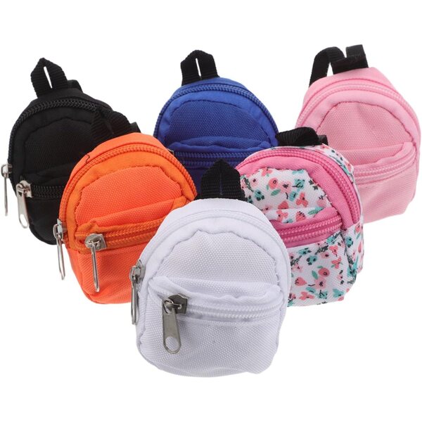 WOONEKY 6 Mini Zaini per Bambole Leggeri, Realistici e Facili da Pulire