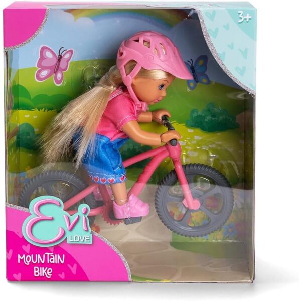 Simba Evi Love Mountainbike-Puppe mit Fahrrad und Helm für Kinder ab 3 Jahren