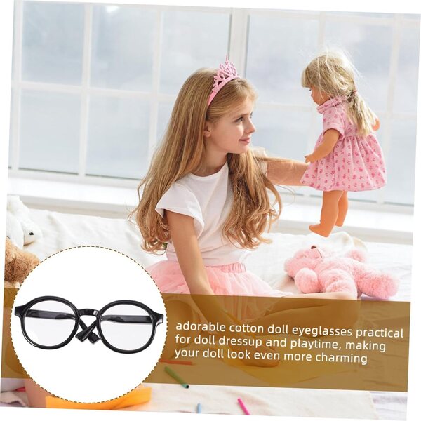Gatuida Occhiali in Miniatura per Bambole Neri, Design Rotondo Elegante e Versatile