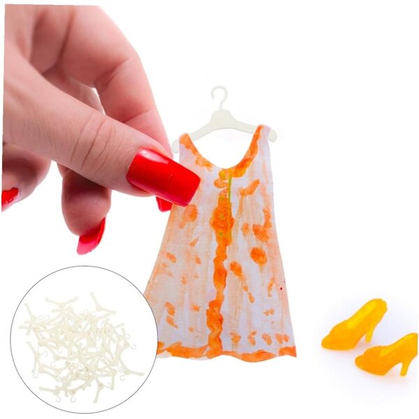 Gatuida Mini Appendiabiti per Bambole 60 Pezzi in Plastica Bianca, Grucce Casa Bambole