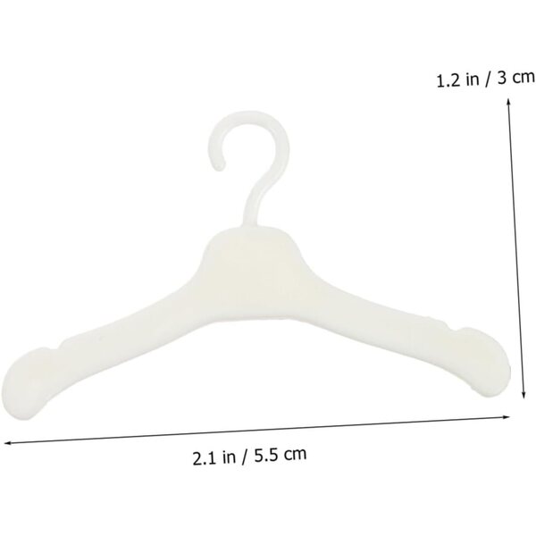 Gatuida Mini Appendiabiti per Bambole 60 Pezzi in Plastica Bianca, Grucce Casa Bambole
