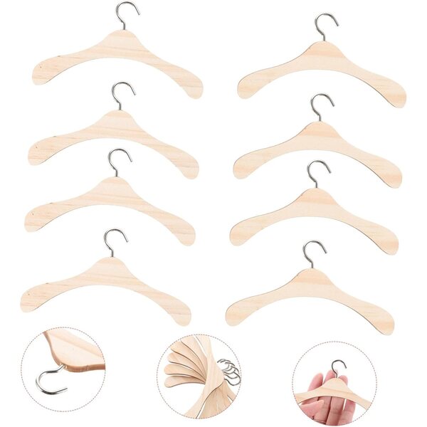 20 Holzbügel für BJD-Puppen 12 cm – Mini-Kleiderbügel für Bastelarbeiten